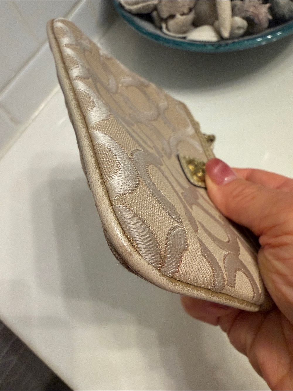 Coach Champagne Signature Wristlet with Gold Hardware - Picture 7 of 8